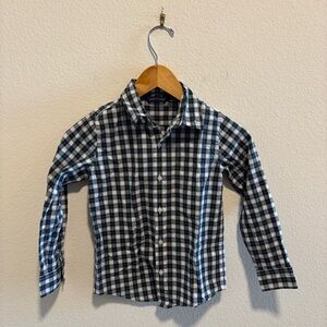 Janie and Jack boys Green and White Plaid Button-Up Shirt